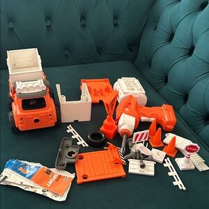 Orange and White Construction Vehicle Playset